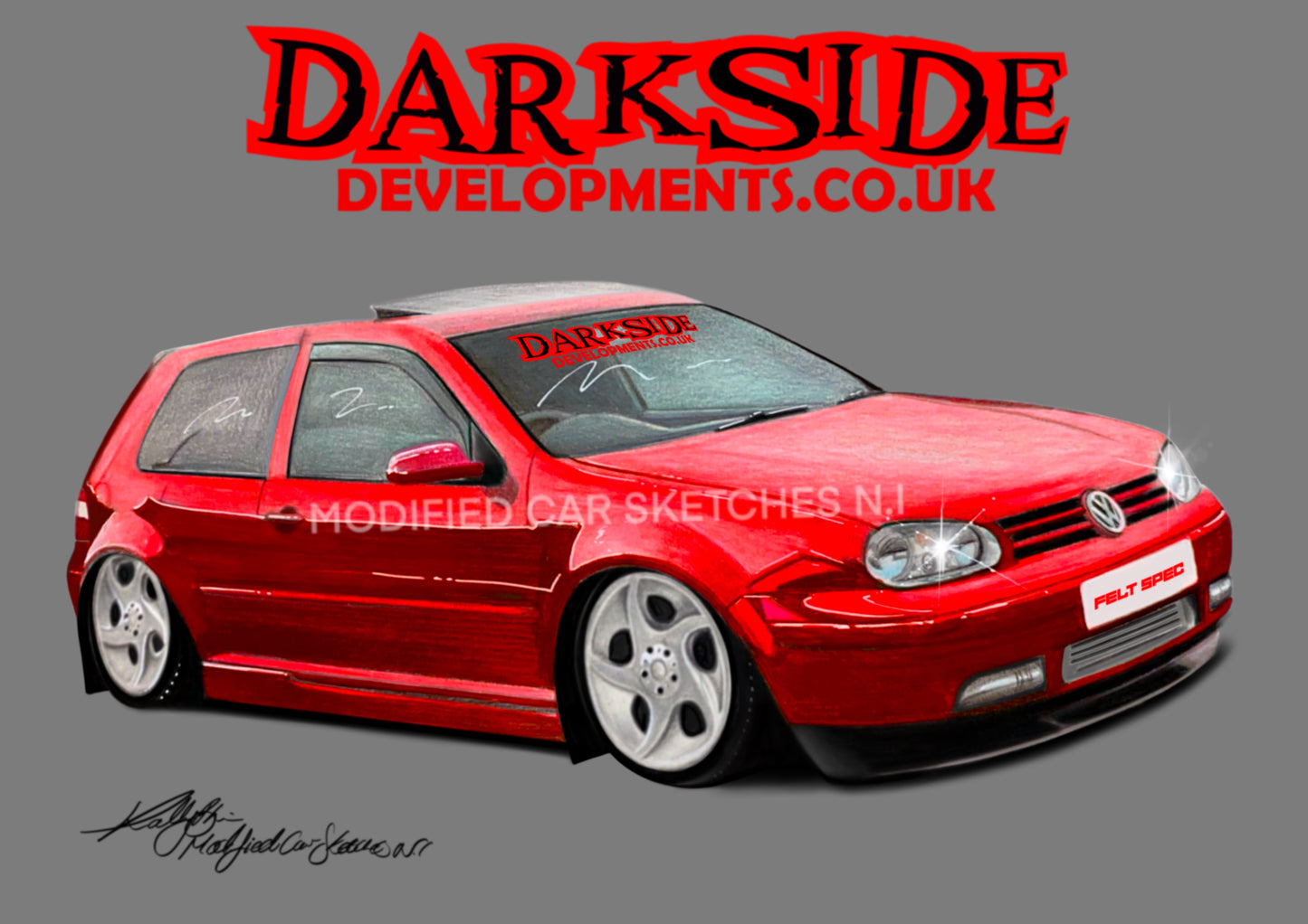 Mk4 Volkswagen Golf Print (Red)