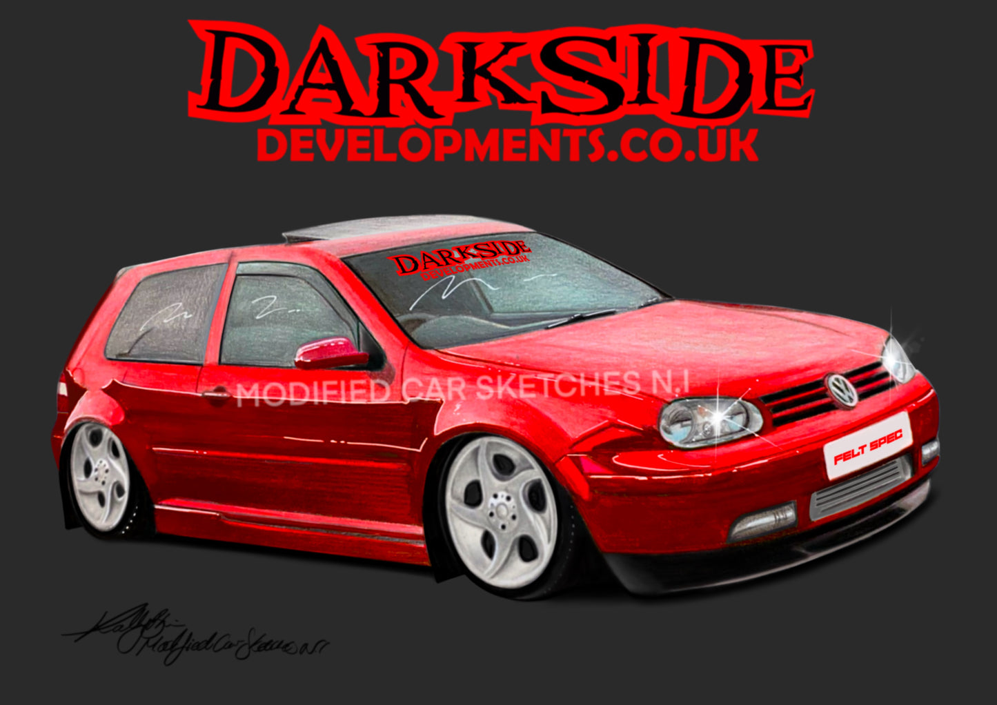 Mk4 Volkswagen Golf Print (Red)