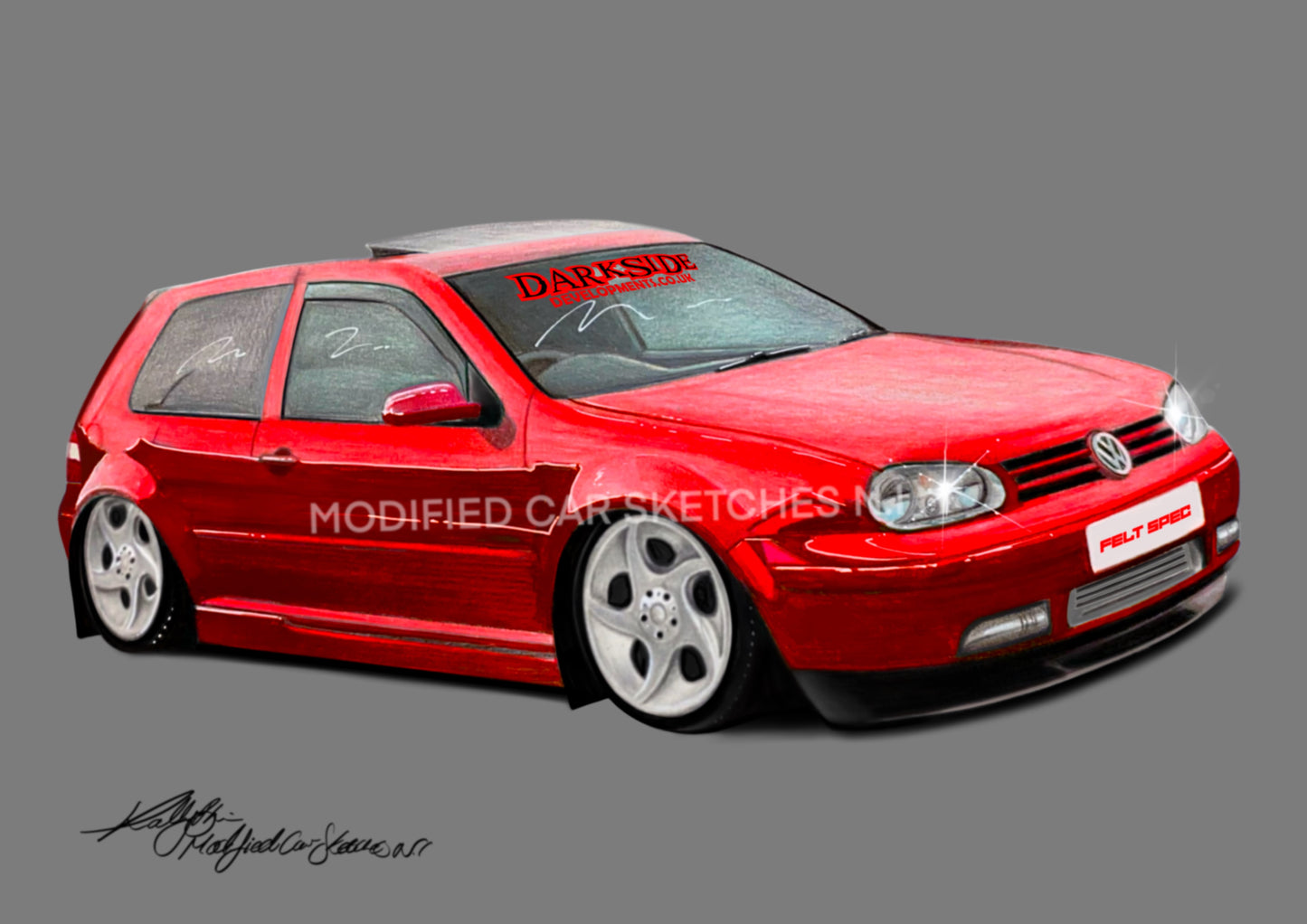 Mk4 Volkswagen Golf Print (Red)