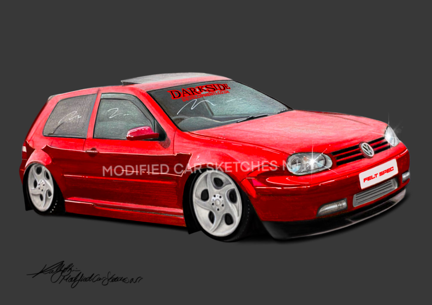 Mk4 Volkswagen Golf Print (Red)