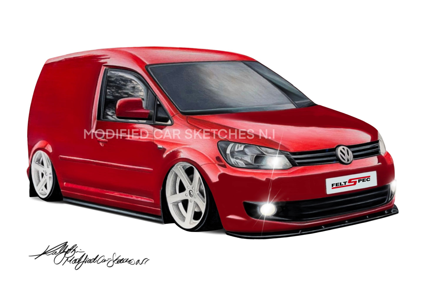 Red Caddy Van Print