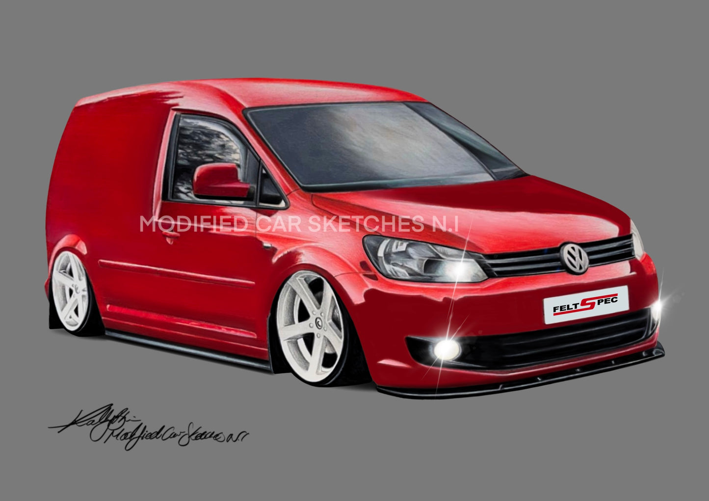 Red Caddy Van Print